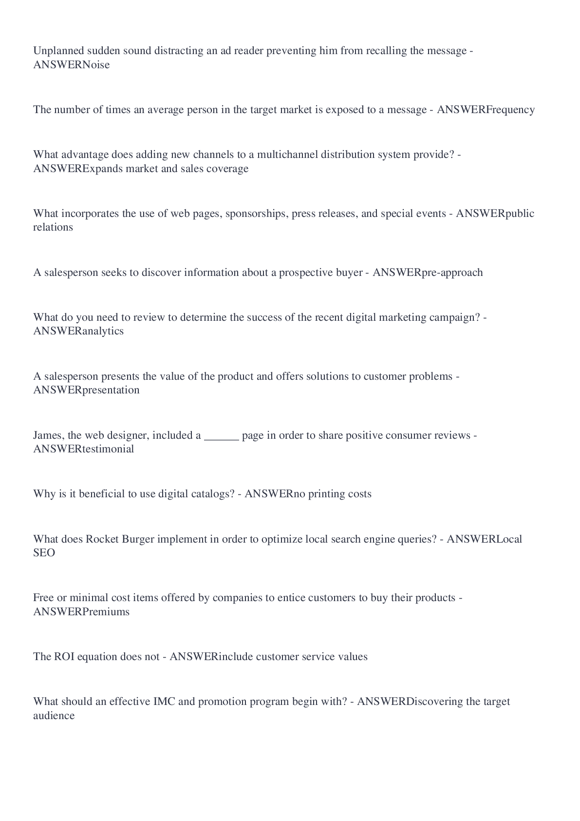 Preview image of MKT 315 Final Exam document